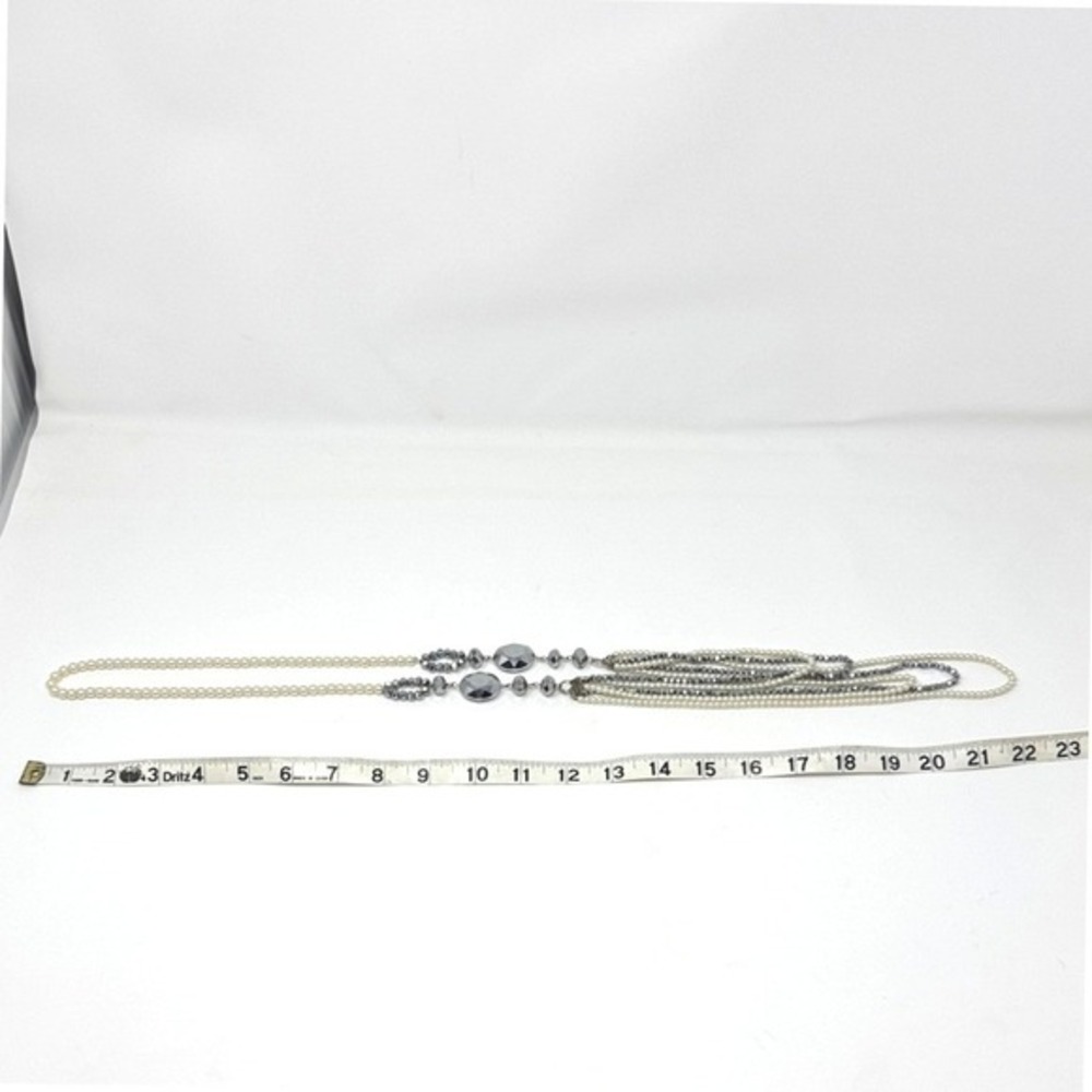 Elegant Necklace Silver & Pearl Multi-strand Formal Jewelry Fashion Dressy - Picture 4 of 4